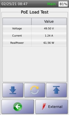 PoE Load Test Screen